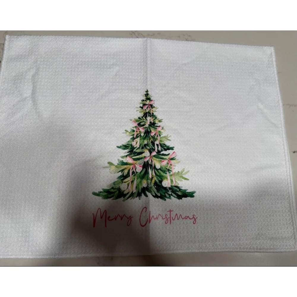 NEW Set of 2 Christmas Holiday Coquette Waffle Kitchen Towels 16×24”
